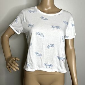 White Bicycle Patterned Short Sleeve Tee